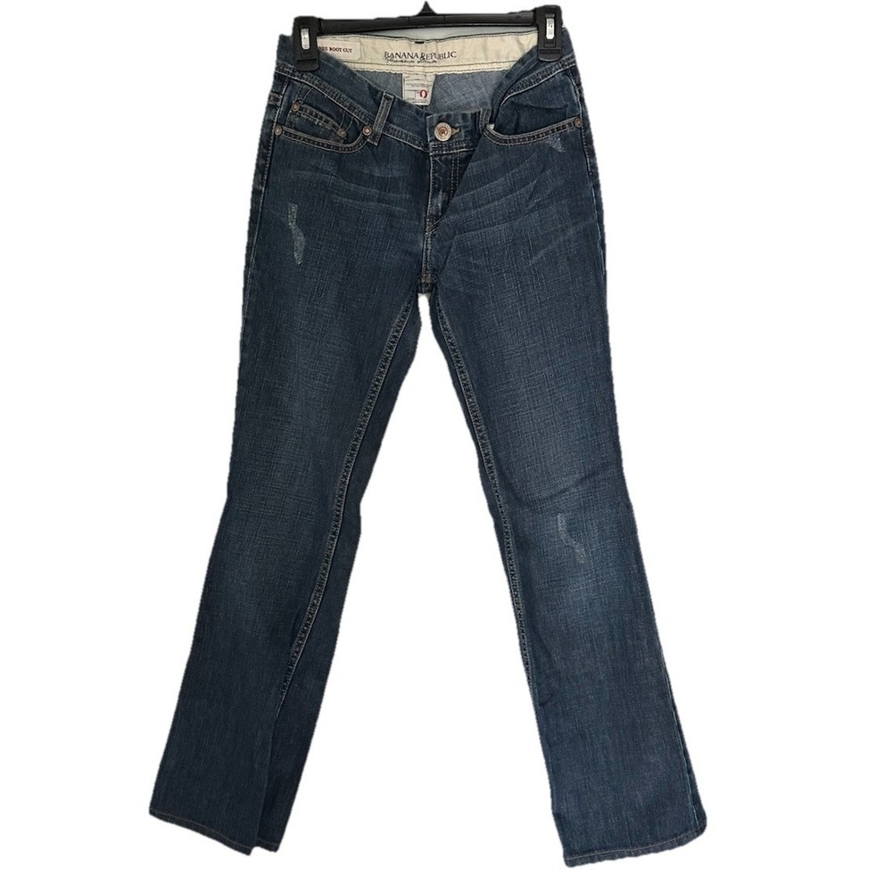 Banana Republic Womens Sz 4 Vintage Y2K Blue Jeans BootCut Low Rise Retro Boho - Picture 2 of 9